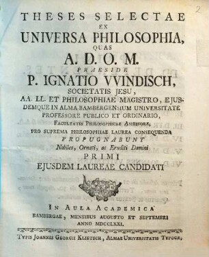 Theses selectae ex universa philosophia