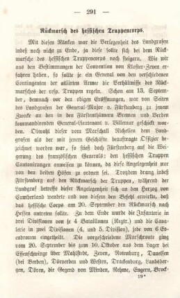 Rückmarsch des hessischen Truppencorps.