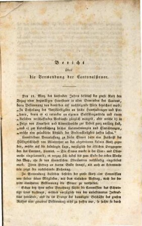 Rechenschaft über die Verwendung der im Frühjahr 1831 eingesammelten außerordentlichen Cantonalsteuer