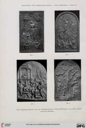 Vier getriebene Tabernakeltürchen des XVI. Jahrh.