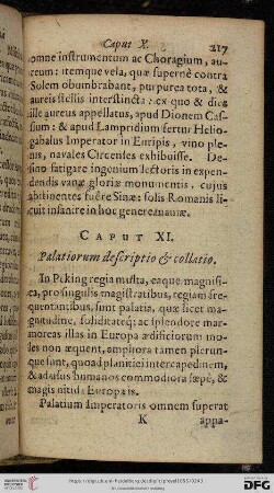 Caput XI: Palatiorum descriptio & collatio