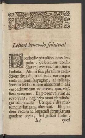 Lectori benevolo salutem!