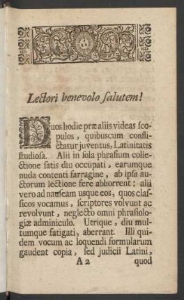 Lectori benevolo salutem!