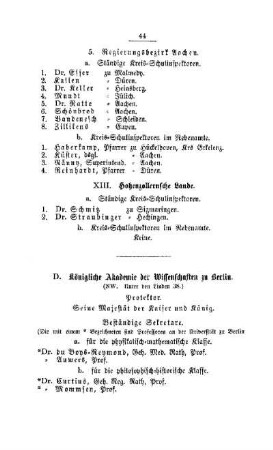 Königl. Akademie der Wissenschaften zu Berlin