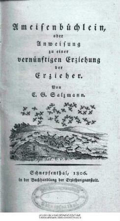 Ameisenbuechlein oder Anweisung zu einer vernuenftigen Erziehung der Erzieher