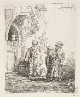 Drei orientalische Figuren (Jacob und Laban?)