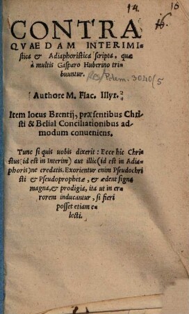 Contra Qvaedam Interimistica & Adiaphoristica scripta, quae a multis Gasparo Huberino tribuuntur