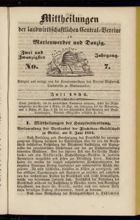 Zwei und Zwanzigster Jahrgang. No. 7.