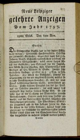 89tes Stück. Den 6ten Nov.