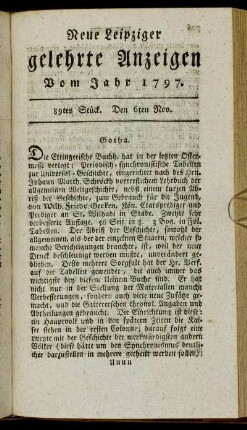 89tes Stück. Den 6ten Nov.