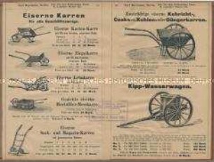 Eiserne Karren für alle Geschäftszweige. / Kipp-Wasserwagen.