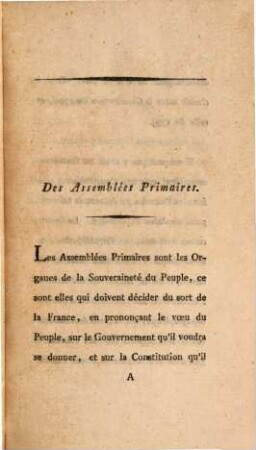 Aux assemblées primaires de France