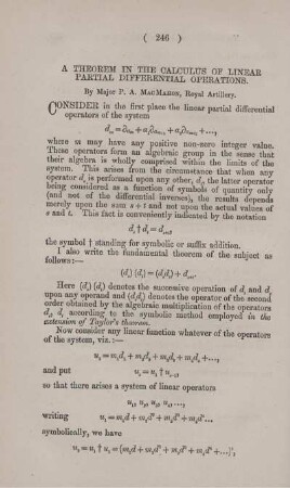 A theorem in the calculus of linear partial differential operations.