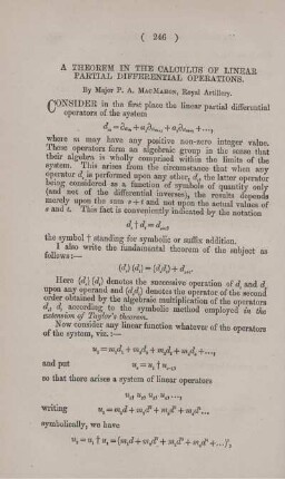 A theorem in the calculus of linear partial differential operations.