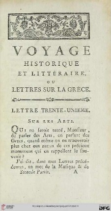 Lettre trente-unième: Sur les arts