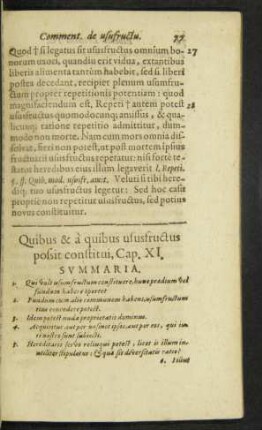 Quibus & a quibus ususfructus possit constitui, Cap. XI.
