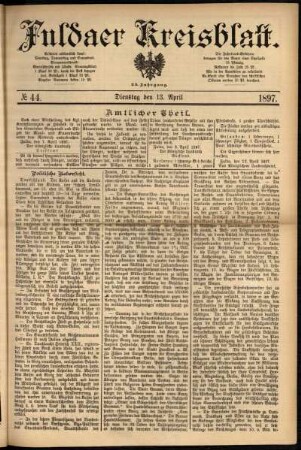 Ausgabe vom Dienstag, den 13. April 1897.