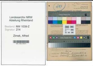 Entnazifizierung Alfred Zimek , geb. 20.12.1902 (Baufuehrer)