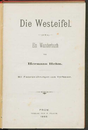 Die Westeifel : ein Wanderbuch