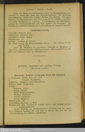 C. Politische, berufliche und gesellige Vereine (Alphabetisch geordnet)