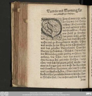 Vorrede und Warnung für der zukünfftigen Gefahr.