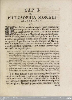 Cap. I. De Philosophia Morali Aegyptiorum