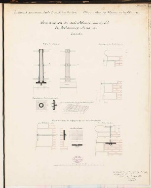 Südkanal für Berlin Schinkelwettbewerb 1878: Kaimauer: Details 1:10; Maßstabsleiste