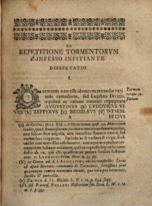 Dissertatio Ivridica Inavgvralis In Qva De Repetitione Tormentorvm Confesso Infitiante