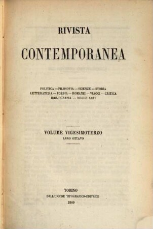 Rivista contemporanea. 23. 1860 = A. 8
