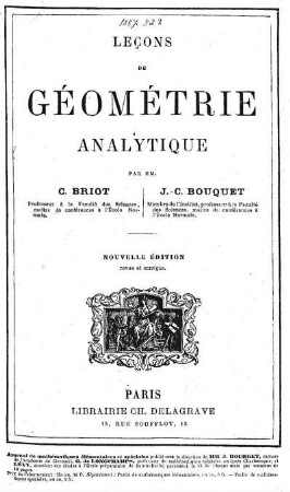 Leçons de géométrie analytique