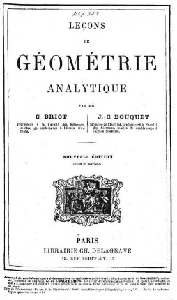 Leçons de géométrie analytique