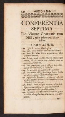 Conferentia Septima. De Virtute Charitatis tum Deo, tum etiam proximo debitae