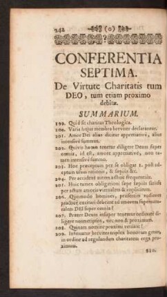 Conferentia Septima. De Virtute Charitatis tum Deo, tum etiam proximo debitae
