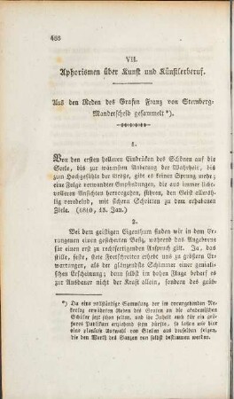VII. Aphorismen über Kunst und Künstlerberuf.