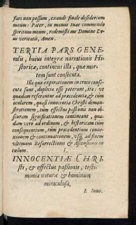 Tertia Pars Generalis, huius integrae narrationis Historicae, continens illa, quae mortem sunt consecuta.