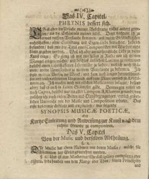 Das V. Capitel Von der Music und derselben Abtheilung.