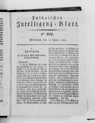 3tes Stück, Ausgabe vom 15. Jänner 1806