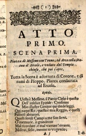 La Merope : drama per musica da rappresentarsi nel giorno del nome faustissimo dell'altezza serenissima elettorale Massimiliano Emmanuele duca dell'alta e della bassa Baviera ... Dedicato al medesimo serenissimo elettore &c. ed all'altezza serenissima elettorale di Cunegunde Teresia duchessa dell'alta e della bassa Baviera ... In Monaco dì 12 ottobre dell'anno 1719