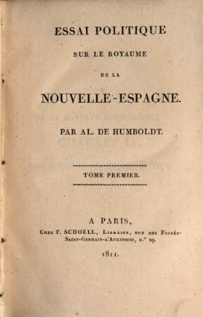 Essai politique sur le Royaume de la Nouvelle Espagne, 1