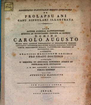 Diss. inaug. ... de prolapsu ani, casu singulari illustrata