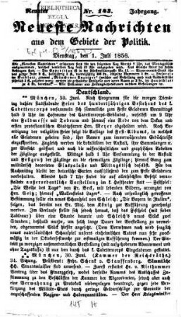 Neueste Nachrichten aus dem Gebiete der Politik. 1856 = Jg. 9, 7 - 9