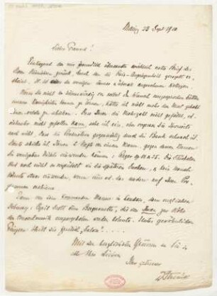 Brief an Emil von Sauer : 23.09.1910