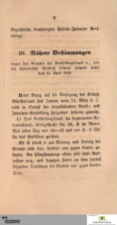 III. Nähere Bestimmungen