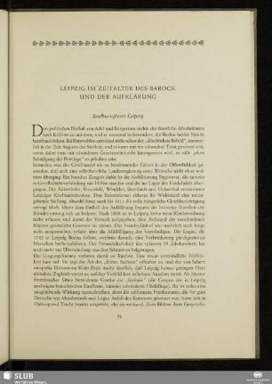 Leipzig Im Zeitalter Des Barock Und Der Aufklärung