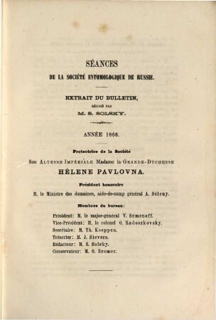 Horae Societatis Entomologicae Rossicae. 4, 4. 1866/67
