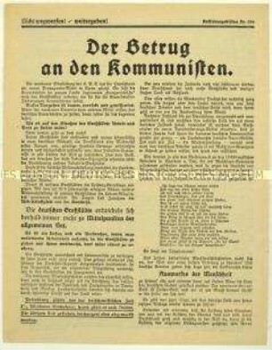 Flugblatt der Deutschen Erneuerungs-Gemeinde gegen die Politik der KPD