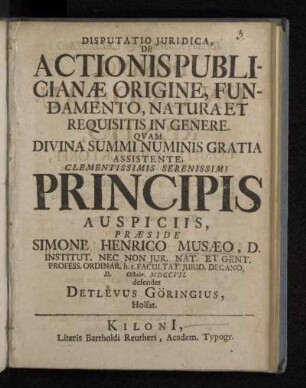 Disputatio Juridica, De Actionis Publicianæ Origine, Fundamento, Natura Et Requisitis In Genere