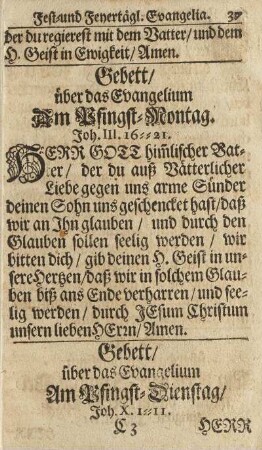 Gebett/ über das Evangelium Am Pfingst-Dienstag/ ...