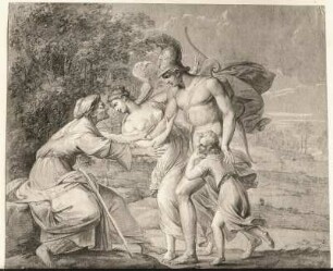 Homerische Szene : Homerische Szene. Federzeichnung, aquarelliert (vor 1803; F. Gareis). Weimar: Staatliche Kunstsammlungen