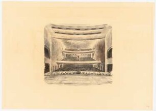 Friedrich-Theater, Dessau: Perspektivische Innenansicht von der Bühne aus